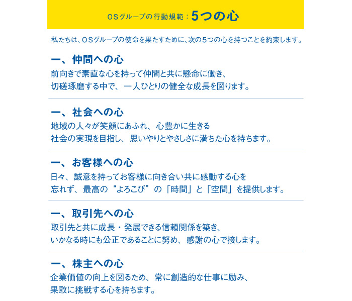 OSグループの行動規範：5つの心